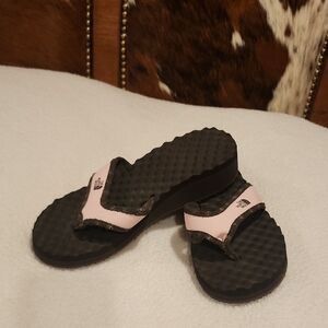 The North Face Light Pink and Brown Flip Flops